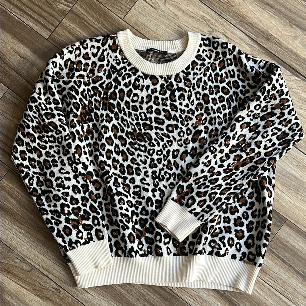 Tahari Crew Neck Animal Print Sweater